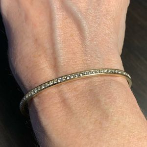 Delicate Goldtone Cuff Bracelet with Clear Stones * EUC *